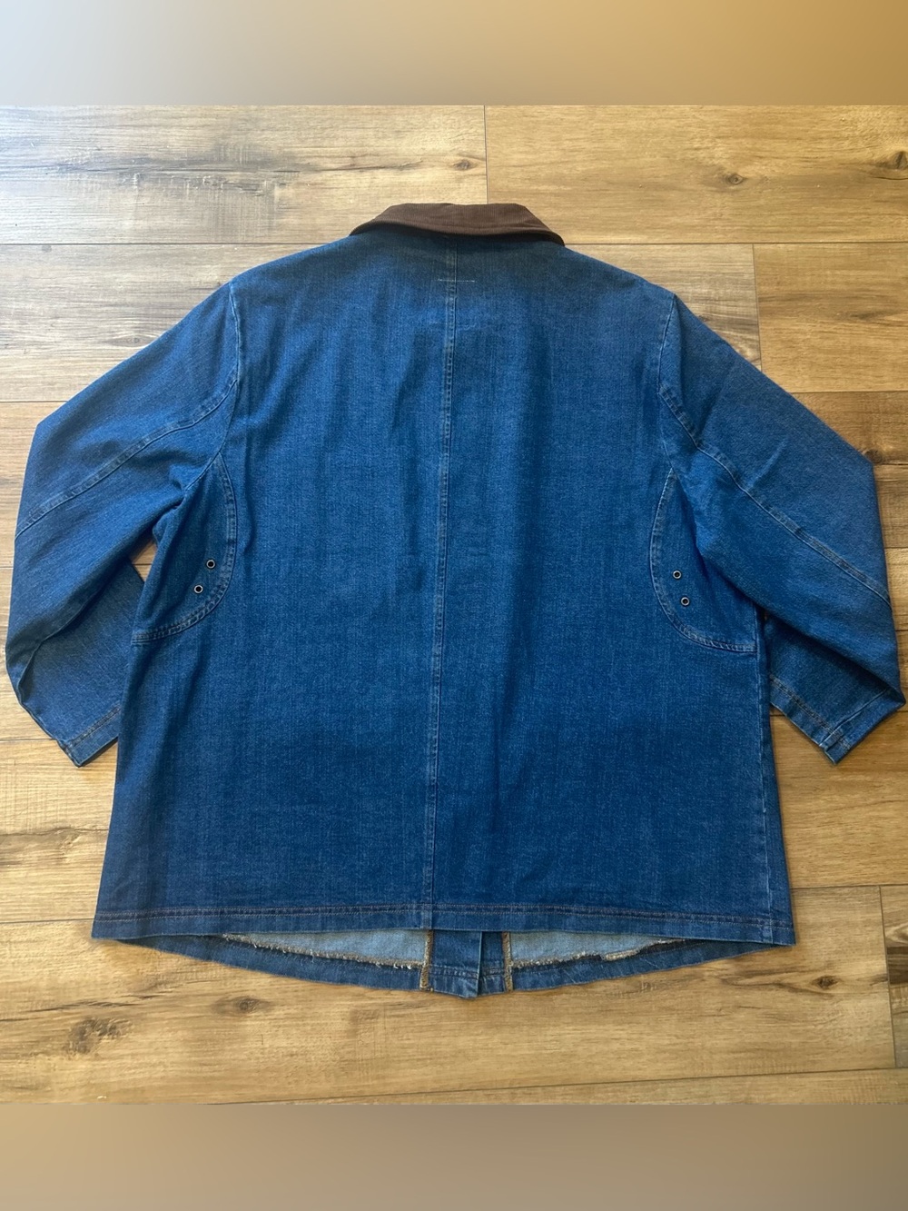 Avec les Filles Medium Blue Denim Relaxed Barn Chore Jacket Corduroy Collar 2X - Picture 5 of 8